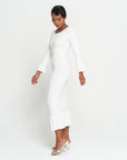 MARJORIE Bamboo Ruffle Dress In Off-white