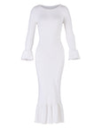 MARJORIE Bamboo Ruffle Dress In Off-white