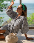 The Meghan Mini Gingham Dress In Black
