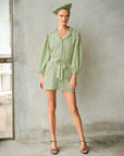 The Meghan Gingham Mini Dress in Olive Green