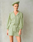 The Meghan Gingham Mini Dress in Olive Green