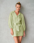 The Meghan Gingham Mini Dress in Olive Green