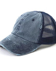 Distressed Messy Bun Hat Cap