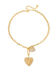 Double Take Pearl Heart Necklace - WATERPROOF