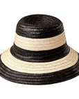 NONA Striped Bucket Palm Straw Hat In Black and Natural - My Pampered Life Seattle