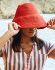 NAOMI Jute Clochet Straw Hat In Red - My Pampered Life Seattle