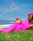 OLA Recycled Midi Dress In Dragonfruit Pink - My Pampered Life Seattle