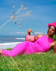OLA Recycled Midi Dress In Dragonfruit Pink