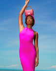 OLA Recycled Midi Dress In Dragonfruit Pink
