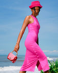 OLA Recycled Midi Dress In Dragonfruit Pink