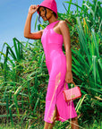 OLA Recycled Midi Dress In Dragonfruit Pink - My Pampered Life Seattle