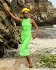 OLA Recycled Rib Midi Dress In Neon Green - My Pampered Life Seattle