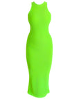OLA Recycled Rib Midi Dress In Neon Green - My Pampered Life Seattle