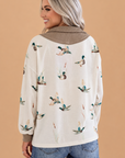 Mallard Ribbed Patchwork Zip Neck Long Sleeve Top