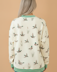 Mallard Stripe Contrast Trim Drop Shoulder Sweatshirt