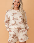Western Long Sleeve Top & Shorts Set