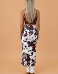 Western Cow Print High Waist Midi Skirt