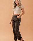Studded Side Seam Straight Leg Jeans