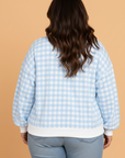 Plus Size Light Blue Gingham Sweatshirt