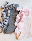 Plaid Ruffle Bow Socks Set Of 2