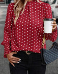 Miss Sparkling | Polka Dot Print Lantern Sleeve Blouse