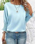 Miss Sparkling |Smocked Cuffs Long Sleeve Blouse
