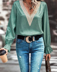 Miss Sparkling | Long Sleeve V- neck Blouse