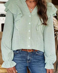 Miss Sparkling |Plaid Long Sleeve Top
