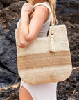Valeria Two-Tone Straw Tote