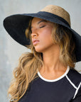 RIRI Duo Jute Handwoven Straw Hat In Natural & Black - My Pampered Life Seattle