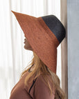 RIRI DUO Jute Handwoven Straw Hat in Burnt Sienna & Black - My Pampered Life Seattle