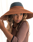RIRI DUO Jute Handwoven Straw Hat in Burnt Sienna & Black - My Pampered Life Seattle