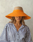 RIRI Duo Jute Handwoven Straw Hat In Tangerine Orange - My Pampered Life Seattle