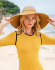 RIRI DUO Jute Handwoven Straw Hat In Nude & Golden Yellow - My Pampered Life Seattle