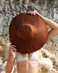 RIRI Jute Handwoven Straw Hat In Burnt Sienna