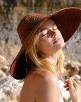 RIRI Jute Handwoven Straw Hat In Burnt Sienna