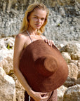 RIRI Jute Handwoven Straw Hat In Burnt Sienna