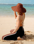 RIRI Jute Handwoven Straw Hat In Burnt Sienna