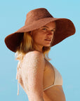RIRI Jute Handwoven Straw Hat In Burnt Sienna