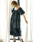ROSEMARY Cotton Prairie Dress, in Black