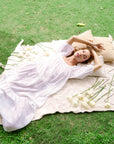 Rosemary Dotted Plaid Cotton Dress, in Off white