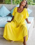 ROSEMARY Dotted Cotton Dress, in Sunflower Yellow