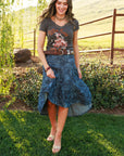 Denim Rose Skirt
