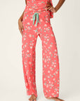 P.J. Salvage Siesta Dreams Dark Coral Floral Print Pajama Pants