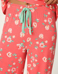 P.J. Salvage Siesta Dreams Dark Coral Floral Print Pajama Pants