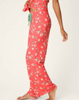 P.J. Salvage Siesta Dreams Dark Coral Floral Print Pajama Pants