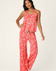 P.J. Salvage Siesta Dreams Dark Coral Floral Print Long PJ Set