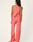 P.J. Salvage Siesta Dreams Dark Coral Floral Print Long PJ Set