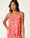 P.J. Salvage Siesta Dreams Dark Coral Floral Print Tank Top