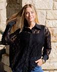 Kathryn Classic Button-Up, Black Lace